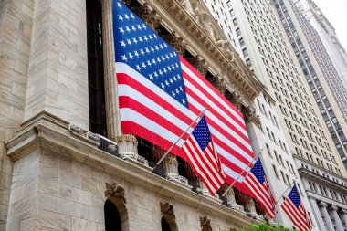 NEW YORK CITY, USA - MARCH 15, 2020:  New York Stock Exchange building at Wall Street in Manhattan, New York City, USA