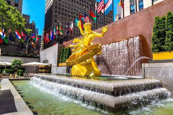 New York City Usa Marzo 2020 Statua Prometeo Rockefeller Center — Foto Stock