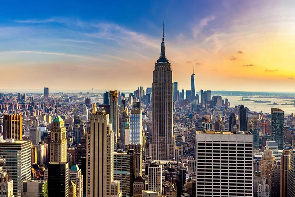 New York City Usa March 2020 Panoramic Aerial View Manhattan —  Fotos de Stock