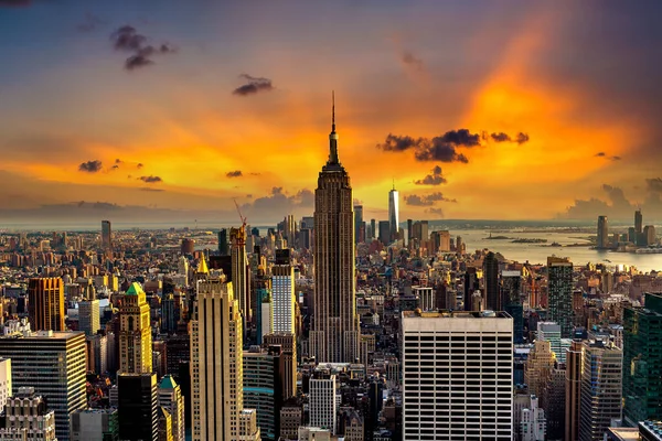 New York City Usa March 2020 Panoramic Aerial View Manhattan — Stok fotoğraf