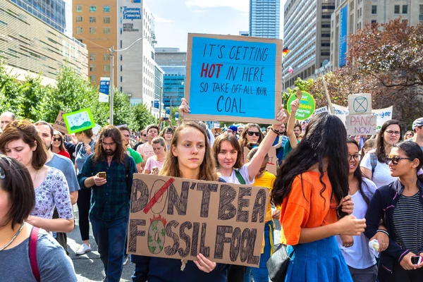 Toronto Canada Setembro 2019 Greve Global Pelo Clima Marcha Pela — Fotografia de Stock