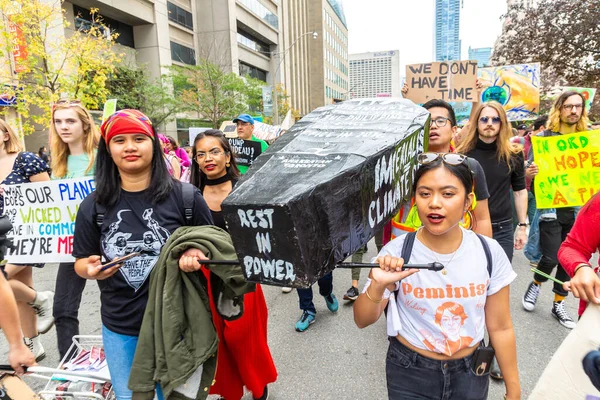 Toronto Canadá Septiembre 2019 Huelga Global Por Clima Marcha Por —  Fotos de Stock