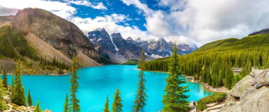 Moraine Gölü Panoraması, Kanada Banff Ulusal Parkı