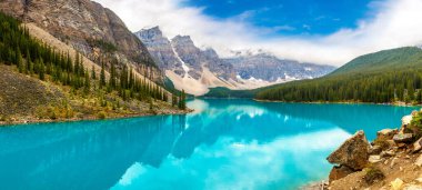 Moraine Gölü Panoraması, Kanada Banff Ulusal Parkı
