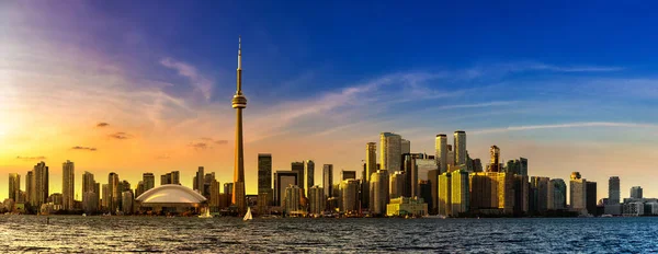 Panorama Van Toronto Skyline Bij Zonsondergang Ontario Canada — Stockfoto