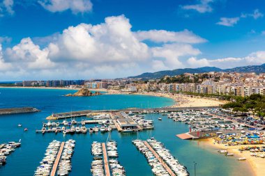 Panoramic aerial view of Blanes in Costa Brava in a beautiful summer day, Spain clipart