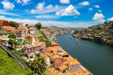 Güzel yaz gün, Portekiz Porto panoramik havadan görünümü