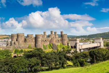 Conwy Castle bir güzel yaz günü, İngiltere, Birleşik Krallık, Galler'deki