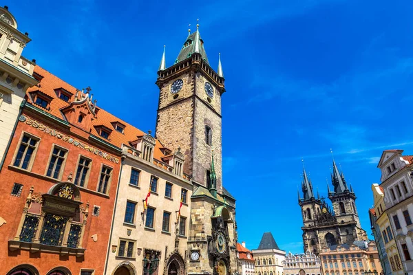 Reloj Astronómico Praga Hermoso Día Verano República Checa — Foto de Stock