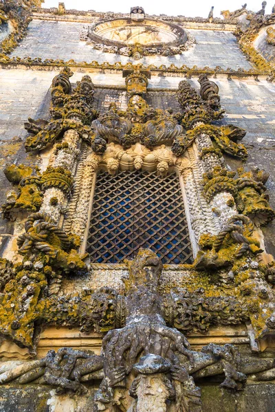 Fachada Del Convento Cristo Con Famosa Ventana Manuelina Intrincada Castillo — Foto de Stock