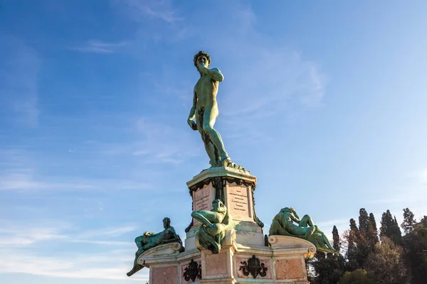 Statue David Piazzale Michelangelo Florence Italy Beautiful Sunny Day — Stok fotoğraf