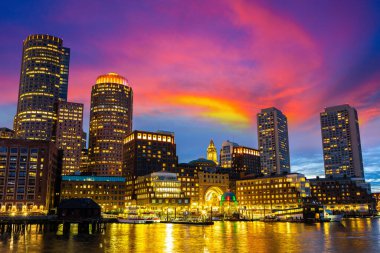 Boston şehir manzarasının panoramik görüntüsü, ABD