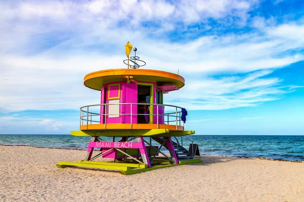 Tour Sauvetage Miami Beach Plage Sud Par Une Journée Ensoleillée — Photo