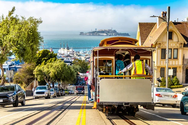 Tramwaj Linowy Więzienna Wyspa Alcatraz San Francisco Kalifornia Usa — Zdjęcie stockowe