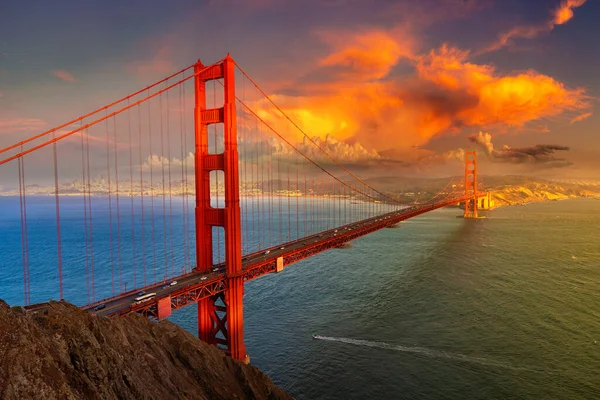 Vue Panoramique Golden Gate Bridge Coucher Soleil San Francisco Californie — Photo