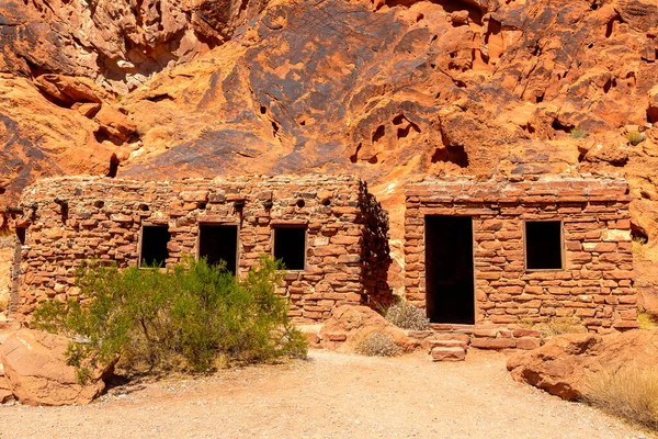 Old cabins at  Valley of Fire State Park in a sunny day, Nevada, USA