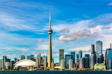 Güneşli bir günde Toronto 'nun panoramik manzarası, Ontario, Kanada