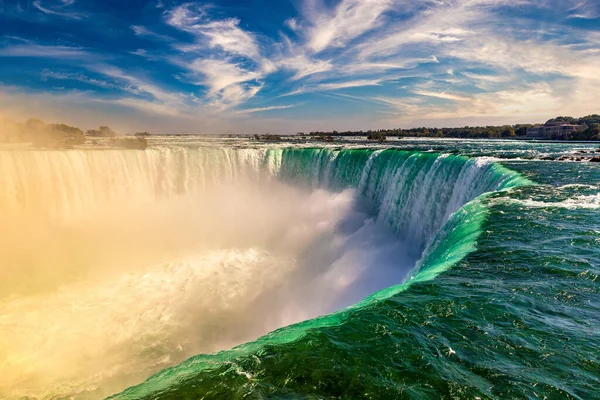 Vista Lateral Canadiense Niagara Falls Horseshoe Falls Atardecer Niagara Falls — Foto de Stock