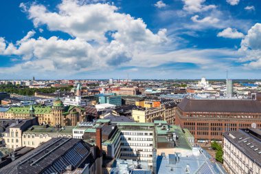 Güzel yaz gün, Finlandiya Helsinki panoramik havadan görünümü