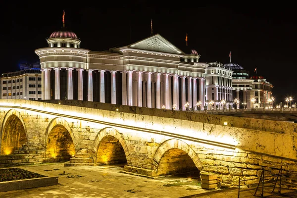 Muzeum Archeologii Most Skopje Piękne Letnie Nigh Republika Macedonii — Zdjęcie stockowe