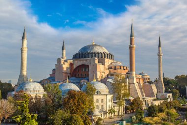 Hava panoramik Ayasofya Istanbul, Türkiye'de bir güzel yaz gün