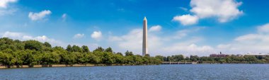 Washington DC, ABD 'de güneşli bir günde Washington Anıtı Panoraması