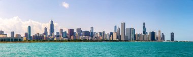 Şikago 'nun Michigan Gölü, Illinois, ABD' deki Panoramik manzarası