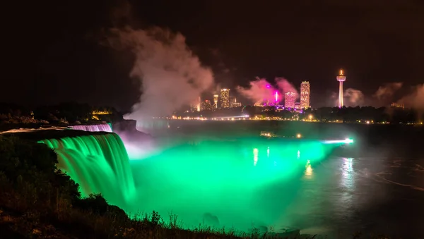 Panorama Night Syn Amerikanska Faller Vid Niagara Faller Usa Från — Stockfoto