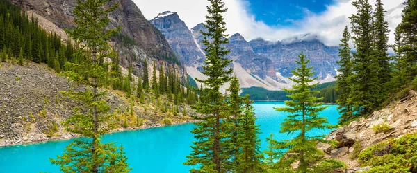 Panorama Jezera Moraine Národní Park Banff Kanady — Stock fotografie