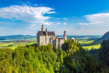 Neuschwanstein Şatosu Fussen, Bavyera, Almanya bir güzel yaz gün