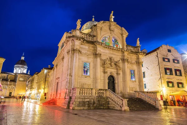 Eglise Saint Blaise Dubrovnik Dans Une Belle Nuit Été Croatie — Photo