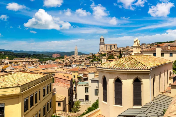 Rundumblick Auf Girona Und Kathedrale Einem Schönen Sommertag — Stockfoto