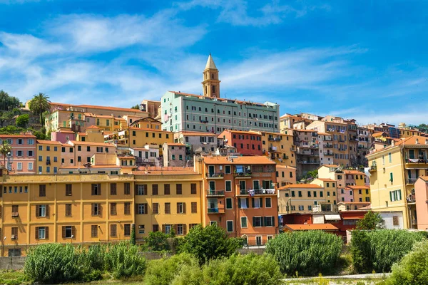 Casas Coloridas Casco Antiguo Ventimiglia Hermoso Día Verano Italia — Foto de Stock