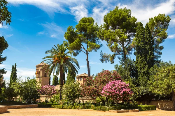 Güzel Yaz Gün Spanya Granada Alhambra Palace Bahçelerinde — Stok fotoğraf