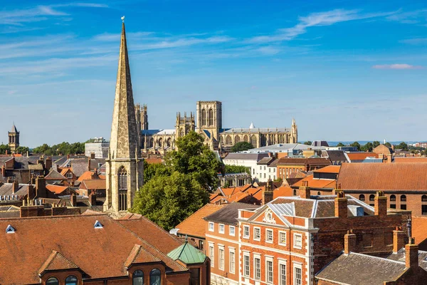 Veduta Aerea Panoramica York Nel North Yorkshire Una Bellissima Giornata — Foto Stock