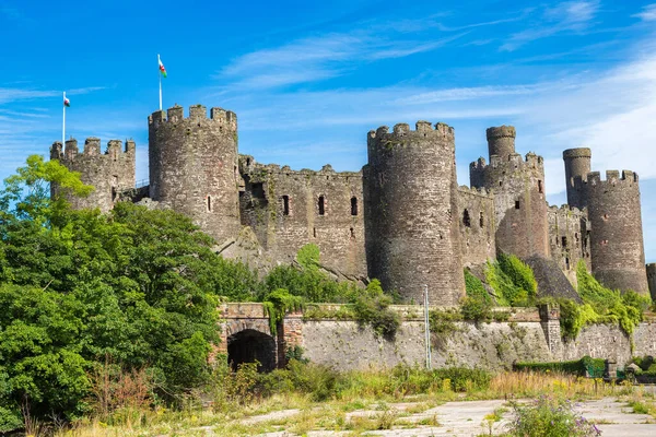 Conwy Castle Gales Belo Dia Verão Inglaterra Reino Unido — Fotografia de Stock