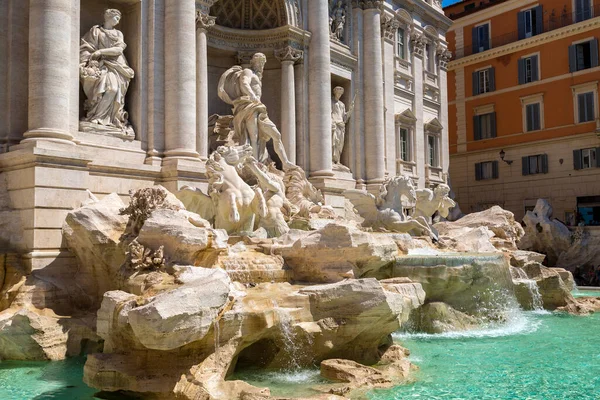 Szökőkút Trevi Róma Olaszország Egy Nyári Nap — Stock Fotó
