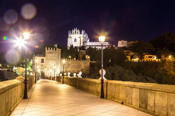 Brug Van San Martin Toledo Spanje Een Mooie Zomeravond — Stockfoto