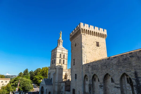 Christenkreuz Vor Der Kathedrale Und Dem Päpstlichen Palast Avignon Einem — Stockfoto