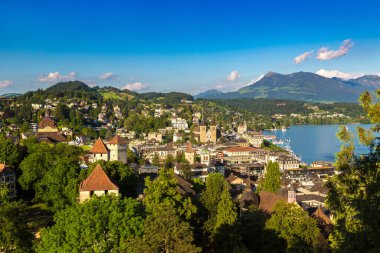 Lucerne panoramik havadan görünümü içinde bir güzel yaz gün, İsviçre