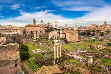 Antik kalıntıları Forum bir kış günü, Roma, İtalya