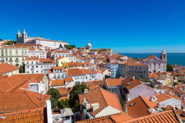 Güzel yaz gün, Portekiz Lizbon panoramik havadan görünümü