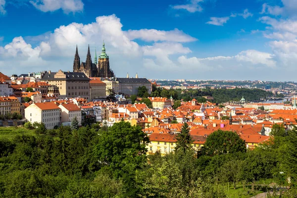 Panoramic Aerial View Old Town Square Prague Beautiful Summer Day — Stock Photo, Image