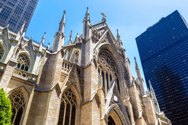 Güneşli bir günde New York 'taki St. Patrick Katedrali