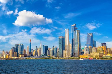 New York City, New York, ABD 'deki Manhattan şehir manzarasının panoramik görüntüsü