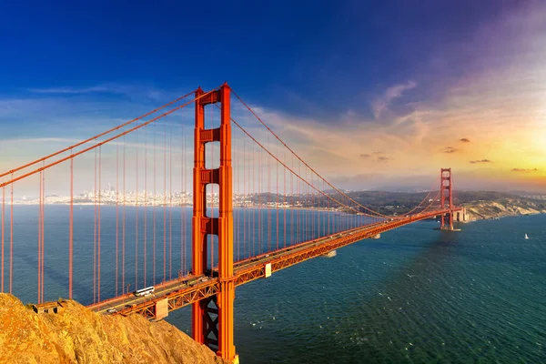 Vue Panoramique Golden Gate Bridge Coucher Soleil San Francisco Californie — Photo