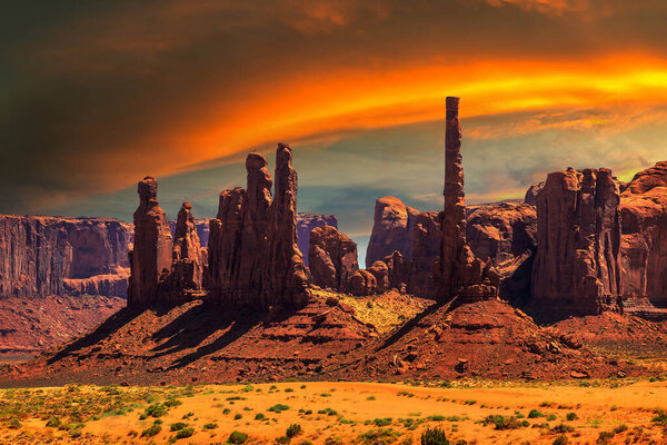 Monument Valley at amazing sunset, Arizona, USA