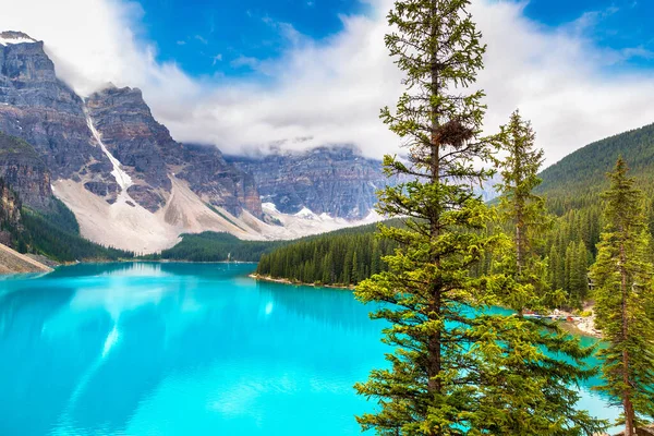 Panoramatický Výhled Jezero Moraine Národní Park Banff Kanady — Stock fotografie