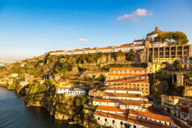 Güzel yaz gün, Portekiz Porto panoramik havadan görünümü