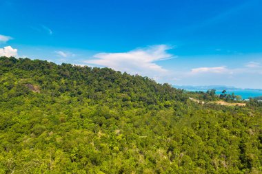 Malezya 'daki Langkawi adasının panoramik hava manzarası